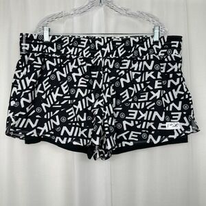 Nike Womens Dri-Fit 2-in-1  Athletic Shorts XXL Black Logo Print DX0090-025